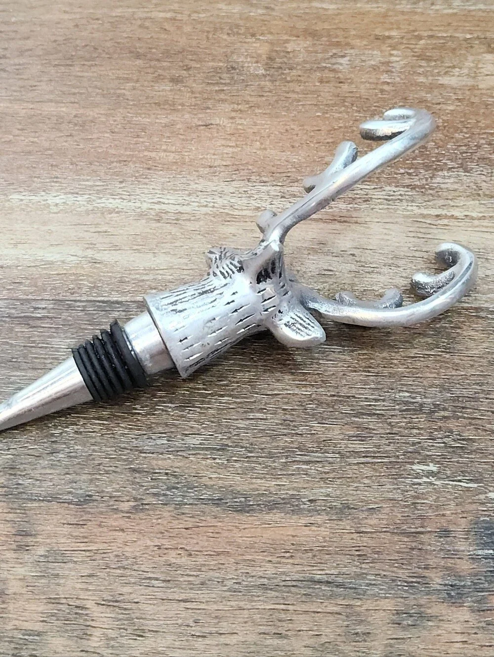 Silver Metal Stag Deer Head Wine Bottle Stopper